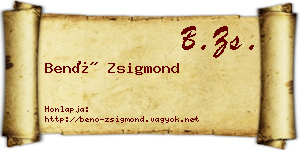 Benő Zsigmond névjegykártya